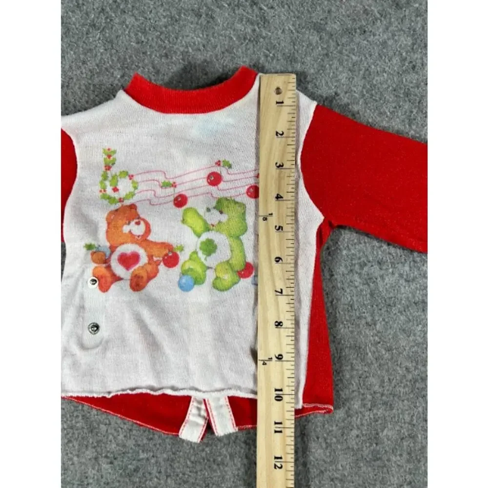 VTG 70s 80s Carters Care Bears Christmas Crewneck Sweater Infant 12mos Back Snap